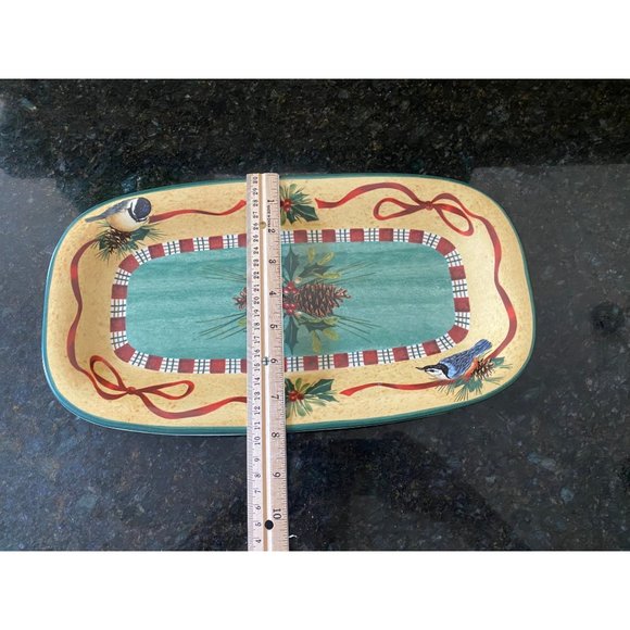 Lenox Winter Greetings 14" Christmas Birds Rectangular Platter - Picture 6 of 7